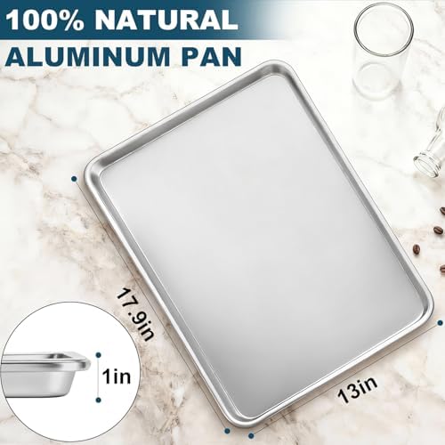 6 Pack Half Size Baking Sheet Pan Set, Aluminum Commercial Quality Cookie Sheet for Baking or Roasting, Large Thick Baking Tray Prevents Warping, 13" × 18" Cookie Tray Pan - Image 6