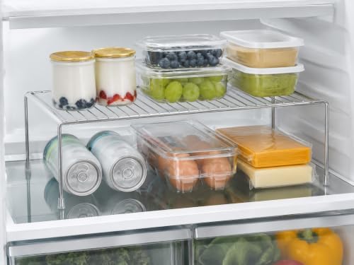 iPEGTOP Set of 6 Large (15.7 x 9.4 Inch) Kitchen Cabinet Organizer Shelf, Wire Freezer Storage Shelves Rack, Rustproof Steel Metal Shelf Riser for Dish Plates Pantry Cupboard Organization, Chrome - Image 2