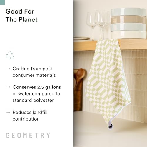 GEOMETRY Tea Towels – Spring & Summer Collection – Quick-Dry, Ultra-Absorbent, Reusable Microfiber Kitchen Towels for Drying & Cleaning - Meadowlight - 3 Pack - Image 3