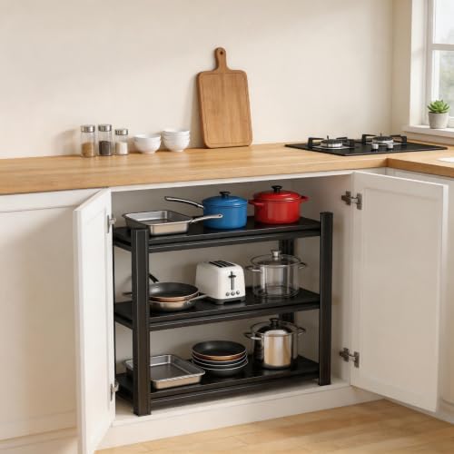 Utility Kitchen Shelves, Adjustable Pots and Pans Organizer Under Cabinet by Unknown