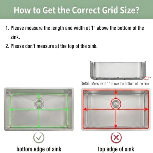 Kitchen Sink Grid,26 3/8" X 14 9/16" Sink Protectors for Kitchen Sink,Stainless Steel Sink Grate with Center Drain - Image 6