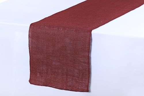 MDS® Pack of 25 Natural Burlap Table Runner, 12 x 72 Inch, Jute Rustic Farmhouse Boho Table Decor for Wedding Reception, Dining Table, Bridal Shower, Baby Shower & Party Decorations - Maroon - Image 3