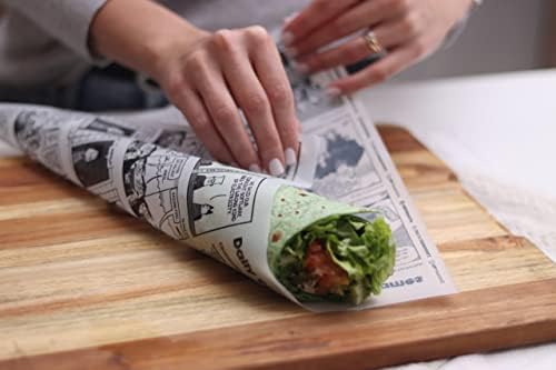 Technopaper Premium Deli Paper 12"x12" - 1,000 Pack - Water & Grease Resistant - Biodegradable, 100% Recyclable and No Wax Coating, Tray Liner (White, Comics) - Image 2