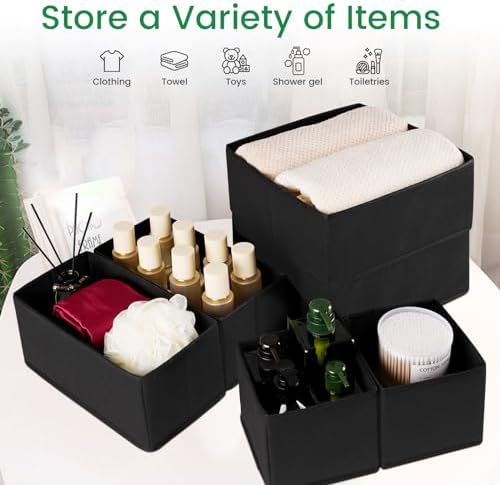 Criusia Drawer Organizer Clothes, 24 Pack Underwear Drawer Organizers, Foldable Closet Organizers and Storage Dresser Drawer Dividers Clothing Organizer for Clothes, Socks, Scarves, Bra, Ties (Black) - Image 6