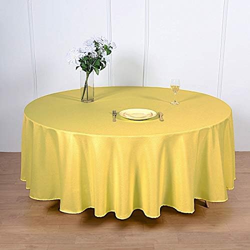BalsaCircle 6 pcs 108 inch Yellow Round Polyester Tablecloths Fabric Table Cover Linens for Wedding Party Banquet Reception Events Kitchen Dining - Image 3