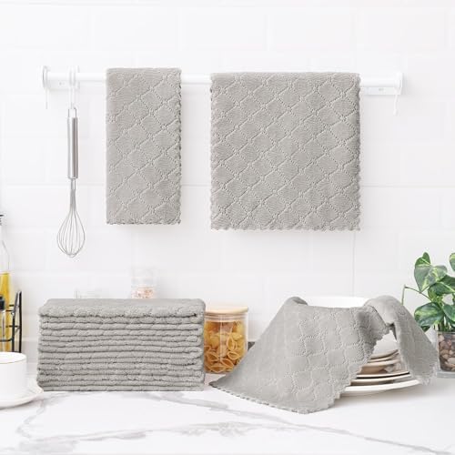 Homaxy 24 Pack Super Soft Absorbent Dish Towels, 10" x 20", Grey - Image 6