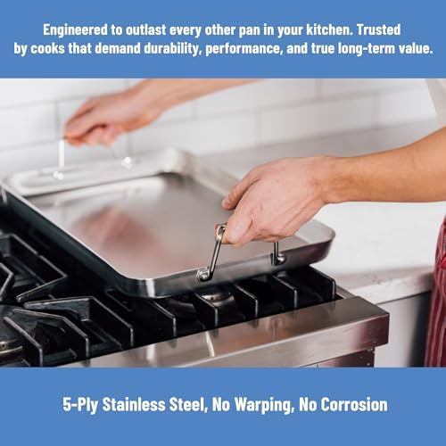 Misen Stainless Steel Roasting Pan with Handles - Versatile 5-Ply Design, Easy Grip Handles, Multi-Functional Cooking, Ideal for Baking, Searing, & Roasting, Superior Heat Conduction, Premium - 9" - Image 2