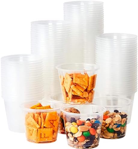 Leakproof BPA Free 5.5 oz Souffle Cups 100 PK. Stackable Portion Containers for Sampling, Salad Dressing, Sauces or Jello Shot. Plastic Food Prep Supplies for Restaurant, Cafe Catering, Deli, Party. by FoodRestaurantSupplies