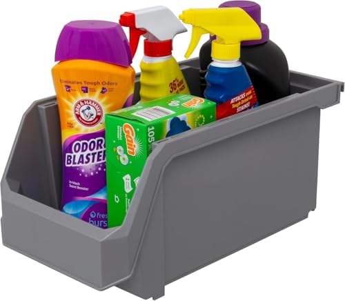 ReadySpace Large Stackable Plastic Storage Bins, 6-Pack, Grey - Image 6