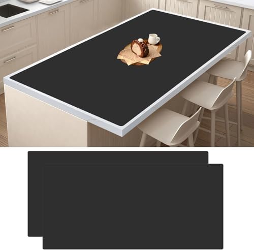 2Pack Large Silicone Mats for Kitchen Counter, 48''x24''(120cmx60cm) Heat Resistant Mat for Kitchen Island, Waterproof Multipurpose Countertop Protector, Black by WelcometoULTIBE