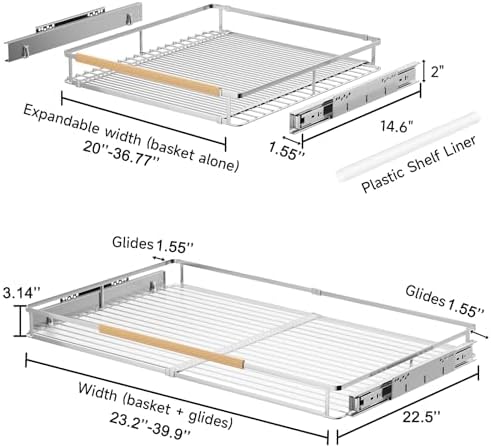 2Pack Expandable Pull Out Cabinet Organizer, 23.2"-39.9" W x 22.5''D - Image 2