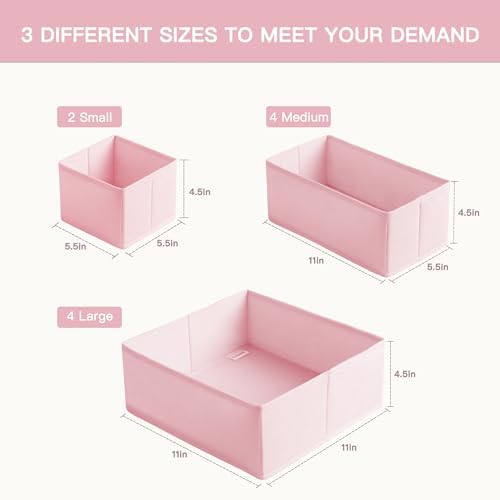 Criusia Drawer Organizer Clothes, 10 Pack Dresser Organizer for Baby Clothes, Underwear, Sock- Foldable Closet Organization and Storage Dividers Bins for Nursery, Bedroom (Pink) - Image 3