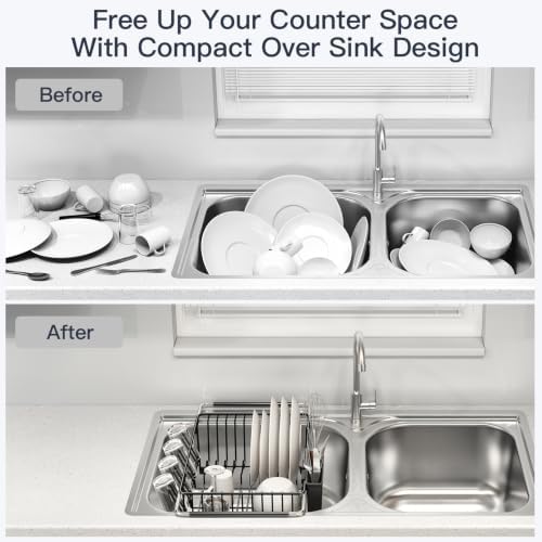 MAJALiS Dish Drying Rack Over The Sink with Utensil Holder - Image 2
