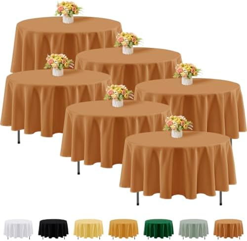 Fitable 6 Pack Bronze Round Tablecloths - 70 Inches in Diameter by Fitable