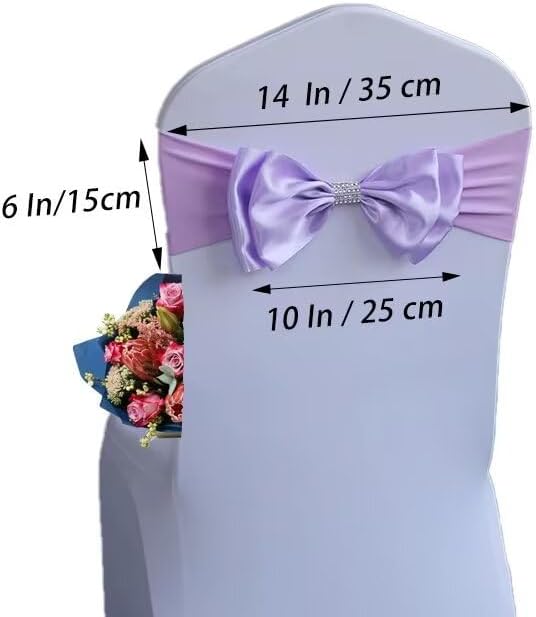 12 PCS Spandex Chair Sash Bow Tied,Elastic Sashes Chair Bands for Wedding Party Reception Events Celebration Banquets Hotel Event Decorations Chairs Decoration(Rose Violet) - Image 2