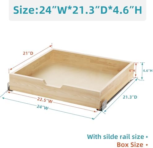 ROOMTEC Pull Out Drawers for Cabinets, 22½” W x 21” D Soft Close Slide Out Drawers for Kitchen Cabinets, Cabinet Pull Out Shelves Requires At Least 23.5” Cabinet Opening - Image 3