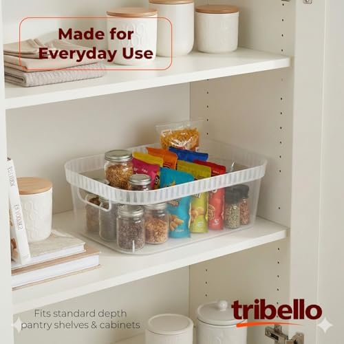 Tribello Modern Cabinet Organizers And Storage Pantry Shelf Organizer - Clear Plastic Storage Bins - Bulk 8-Pack (Medium - 12” X 8” X 4”) - Image 4