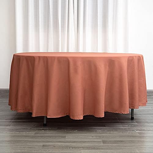 BalsaCircle 10 pcs 108 inch Terracotta Round Washable Polyester Easy-Care Tablecloth for Indoor and Outdoor Bridal Shower Wedding Events Kitchen Dining - Image 6