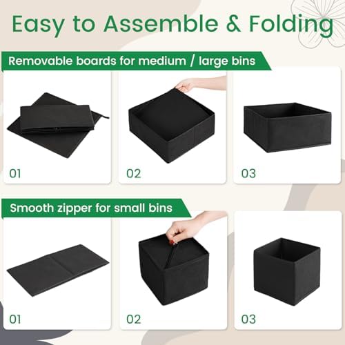 Criusia Drawer Organizer Clothes, 24 Pack Underwear Drawer Organizers, Foldable Closet Organizers and Storage Dresser Drawer Dividers Clothing Organizer for Clothes, Socks, Scarves, Bra, Ties (Black) - Image 7