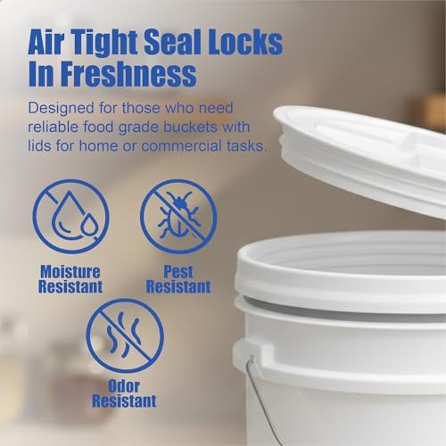 ePackageSupply 5 Gallon Bucket - Food Grade w/Lid BPA-Free, White/White, 3 | Airtight Gamma Seal Screw-On Lid, Heavy-Duty 90 Mil HDPE Plastic, Food Safe and Durable Container, Bulk Storage, Made in USA - Image 5