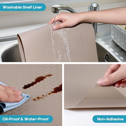 Shelf Liners for Kitchen Cabinets Non Adhensive,Beige 11.8"× 59" - Image 4