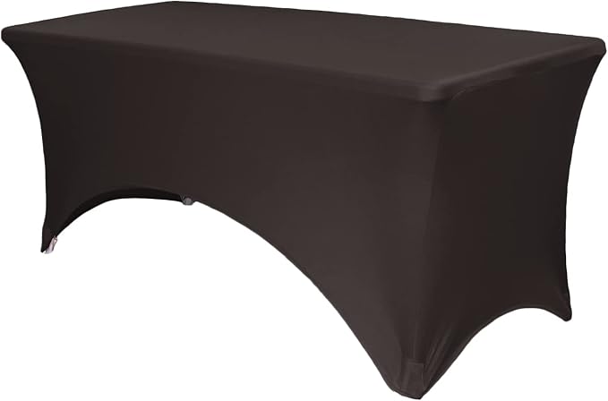 YOUR CHAIR COVERS Rectangular Spandex Table Covers 4ft Fitted Tablecloth Wedding Event Patio Decorations Elastic Fabric Stretch Tables Cover for 4 ft Folding Table (Black) by YourChairCovers