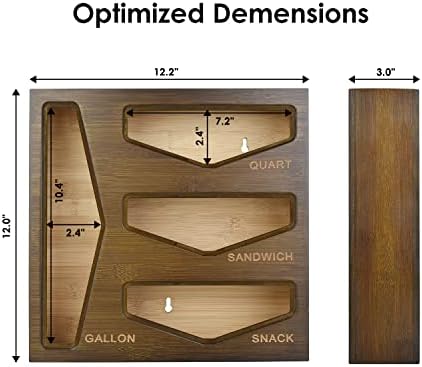 Bamboo Bag Storage Organizer for Kitchen Drawer, Baggie organizer, Compatible with Gallon, Quart, Sandwich and Snack Variety Size Bags (Vintage Brown) - Image 5