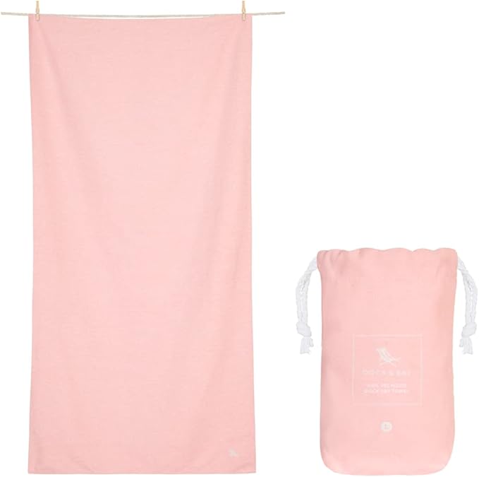 Dock & Bay Beach Towel - Quick Dry, Sand Free - Compact, Lightweight - 100% Recycled - Includes Bag - Essential - Pink, Extra Large (200x90cm, 78x35) by DockBay