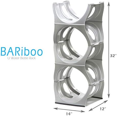 Bariboo Stackable Water Bottle Storage Rack Best Water Jugs 5 Gallon Organizer. Jug Holder for Kitchen, Cabinet and Office Organizing. Reinforced Polypropylene (Silver, 3 No Shelf) - Image 2