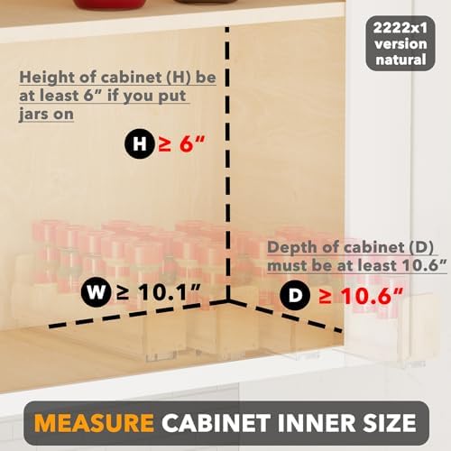 SpaceAid Bamboo Pull Out Spice Rack Organizer for Cabinet, Heavy Duty Slide Out Seasoning Kitchen Pantry Sliding Vertical Organization, 10.1" Wide, 4 Drawers(2" Wide), 1-Tier, Natural - Image 4