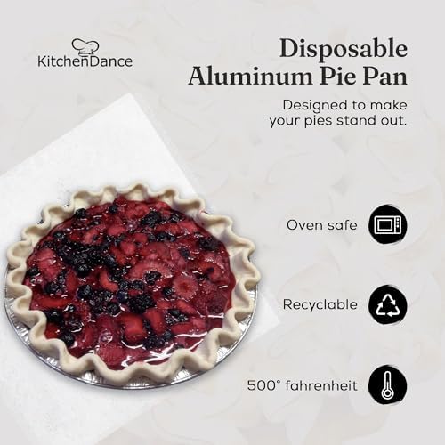 KitchenDance Disposable Aluminum Pie Pan - 9 Inches Round Shaped Reusable Aluminum Foil Heavy Duty Baking Pans - Aluminum Pie Pan Perfect for Baking, Cooking, and Preparing Food - 940, Pack of 250 - Image 2