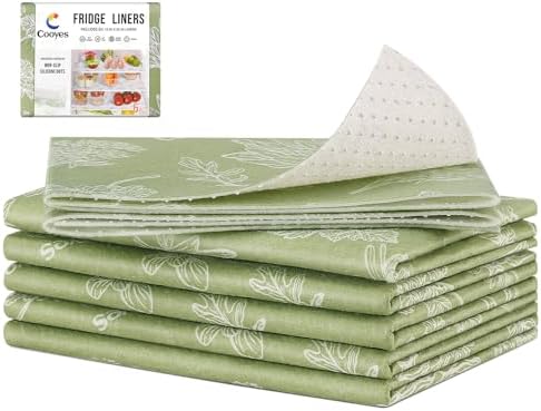 Cooyes Large Fridge Liners for Refrigerator, 17.7" × 24", Drawer & Shelf Liners for Kitchen Cabinets Non-Adhesive, Breathable Cloth Material, Non-Slip, Keep Produce Fresh Longer, Sage Green by Cooyes