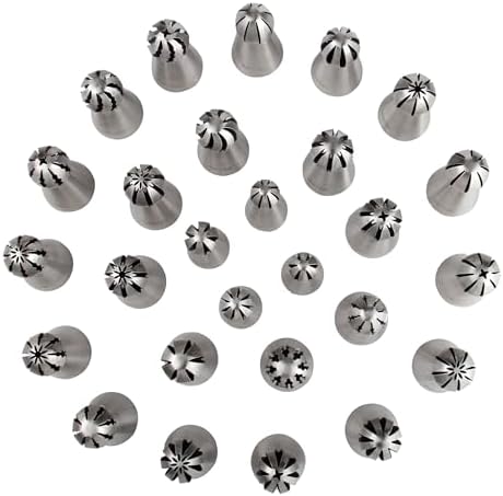 27 Pcs Stainless Steel Seamless Russian Flower Ball Piping Tips Set - Image 4