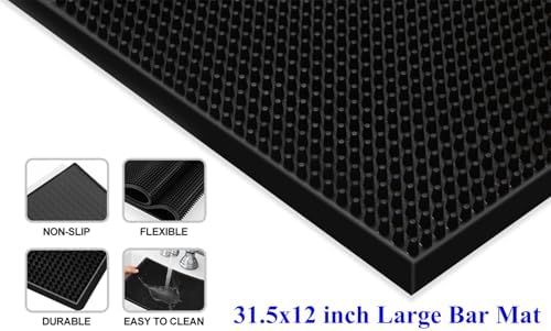 4 Pack Bar Mat, Dish Drying Mat, Large 31.5in x 12in Rubber Thick Durable Service Bar Mat for Home Kitchen Countertop Mat, Espresso Coffee Bar Mat, Black - Image 5