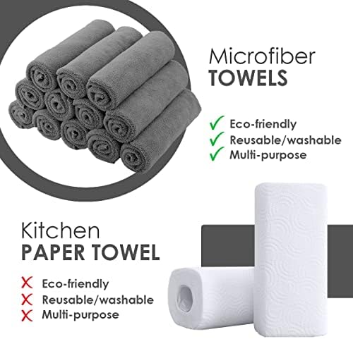Avalon Towels Microfiber Cleaning Cloths (Value Pack of 12) - Size 12 x 12 Inches, Highly Absorbent Cleaning Rags, Lint Free, Reusable and Washable, Microfiber Towels for Cars - Image 2