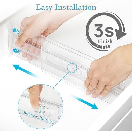 Vtopmart 4" High Drawer Dividers for Clothes, 13"-22" Adjustable, 12 pack | Expandable Dresser Drawer Organizer, Clear Plastic Separators for Dresser, Baby Clothing, Underwear, Cosmetic, Toiletries - Image 6