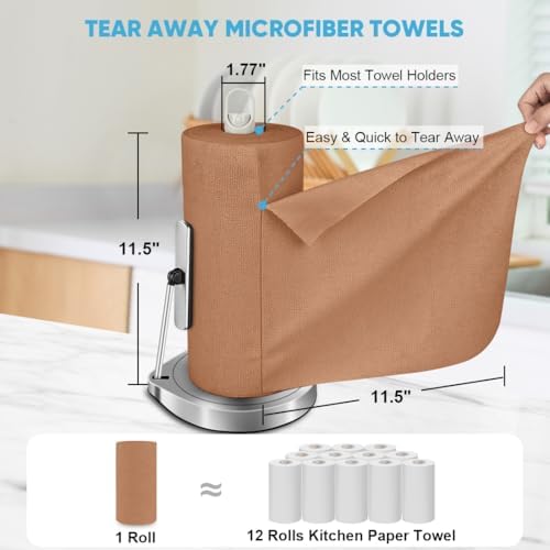 AIDEA Microfiber Cleaning Cloth Roll-75PK, Paper Towels 11.5"×11.5", Brown - Image 2