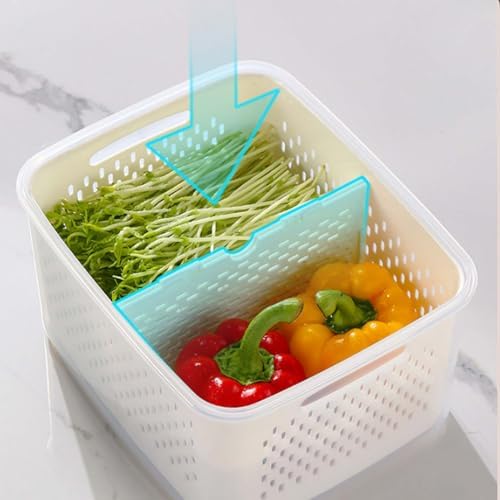 4 In 1 Food Storage Containers with Lids, Fruit Storage Containers for Fridge with Colander, Household Transparent Plastic Food Storage Box-Including Drain Basket for Vegetables & Meat (S+M+L) - Image 4