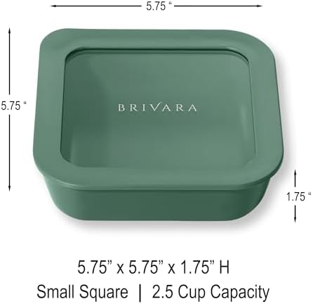 Glass Food Storage Container with Lid, 2.5-Cup Small Square | Microwave-Safe Airtight Lid, Oven-Safe Ceramic-Coated Glass | Zero Plastic, No PFAS/PFOA/BPA, Reusable [Pine] - Image 2