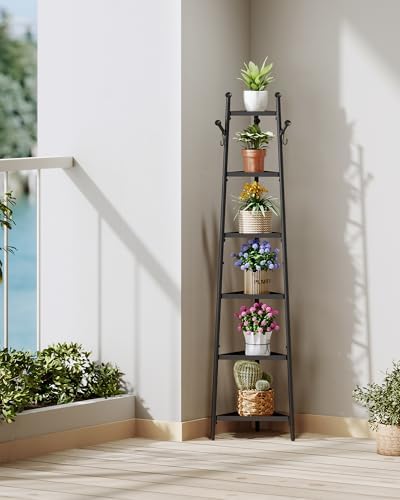 CHOEZON Pot Racks, 6-Tier Cookware Stand, Triangle Shelf Storage Tower for Kitchen, Pans Pots Storage Rack, Metal Wire Shelf Organizer, Corner Shelf, for Kitchen, Living Room, Black TPR15BB - Image 4