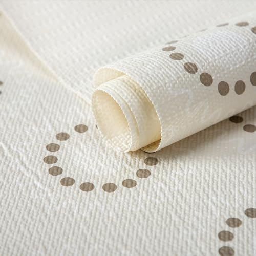 18X96 Inch Shelf Liner for Kitchen Cabinets, PVC Drawer Liner for Dresser Non-Slip Bathroom, Non-Adhesive Cabinet Liner Washable (Beige Circle)(5 Roll) by FIFTYFEET