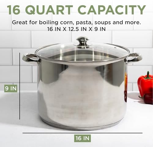 Ecolution Pure Intentions Stock Pot - Features Tempered Glass Lid, Keep Cool Handle, and Encapsulated Bottom - Oven Safe - Curbside Recyclable Stainless Steel - 16 Quarts - Image 5