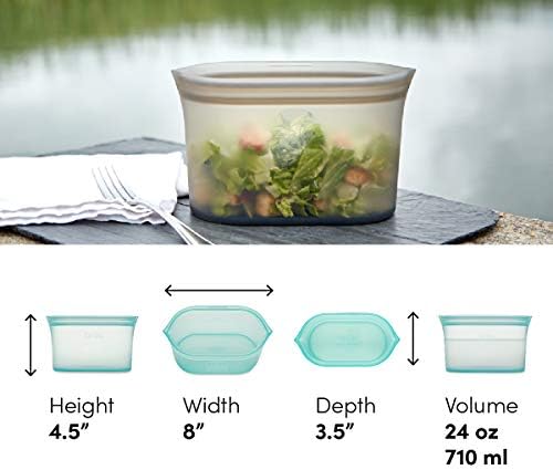 Zip Top Reusable Food Storage Bags | Medium Dish [Gray] | Silicone Meal Prep Container | Microwave, Dishwasher and Freezer Safe | Made in the USA - Image 4