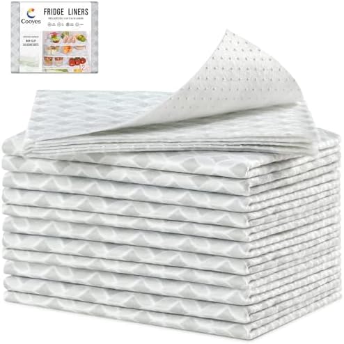 Cooyes 12 Pack Large Refrigerator Liners 17.7" x 36", Absorbent Strong Grip Fridge Liners Washable, Fridge Shelf Liner for Kitchen Cabinets, Non-Adhesive Refrigerator Bin Liners and Mats by Cooyes