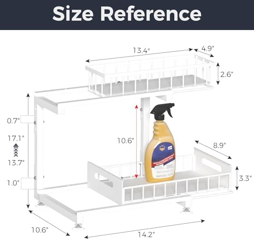 Saydear 2-Pack L-Shaped Under Sink Organizer, 2-Tier Pull-out Cabinet Rack - Image 6