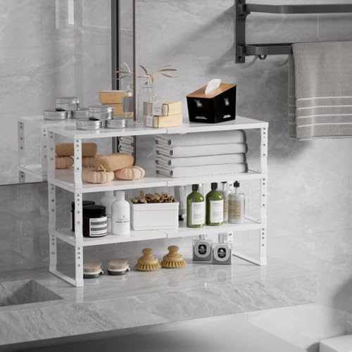 Expandable Spice Rack & Kitchen Cabinet Organizer - Stackable, Adjustable Shelves for Cabinets, Countertops, Cupboards & Pantries(1 Pack/Medium/White) - Image 5