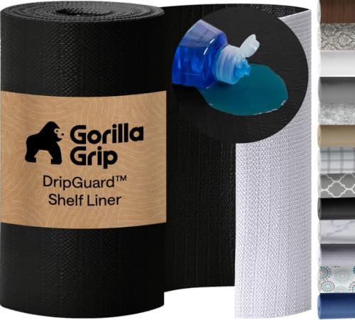 GORILLA GRIP Shelf Liner, Kitchen Drawer Protector, 12x120 Black by Unknown