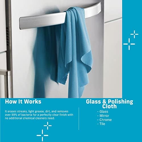 E-Cloth Glass & Polishing Cloths, Premium Microfiber Glass Cleaner, Great for Windows, Glass and Mirrors, Washable and Reusable, 100 Wash Guarantee, Assorted Colors, 1 Pack - Image 2