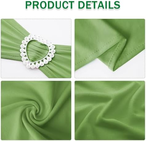 Pack of 30 Spandex Chair Sashes Bows Stretch Chair Cover Band with Buckle Slider Universal Elastic Chair Ties for Wedding Banquet Party Event Decoration (Sage Green) - Image 3