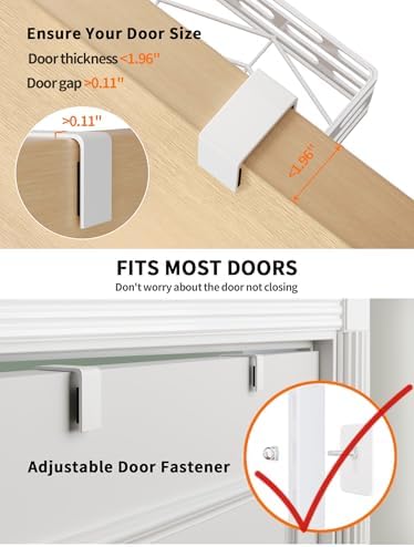 8-Tier Over Door Pantry Rack, White Metal Hanging Organizer for Kitchen - Image 4